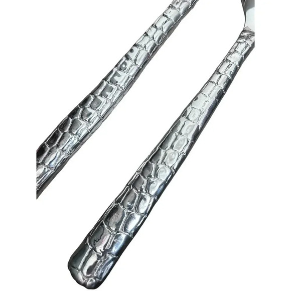 Modern Silver Spoon and Fork Salad Serving Set tongs - Picture 3 of 5